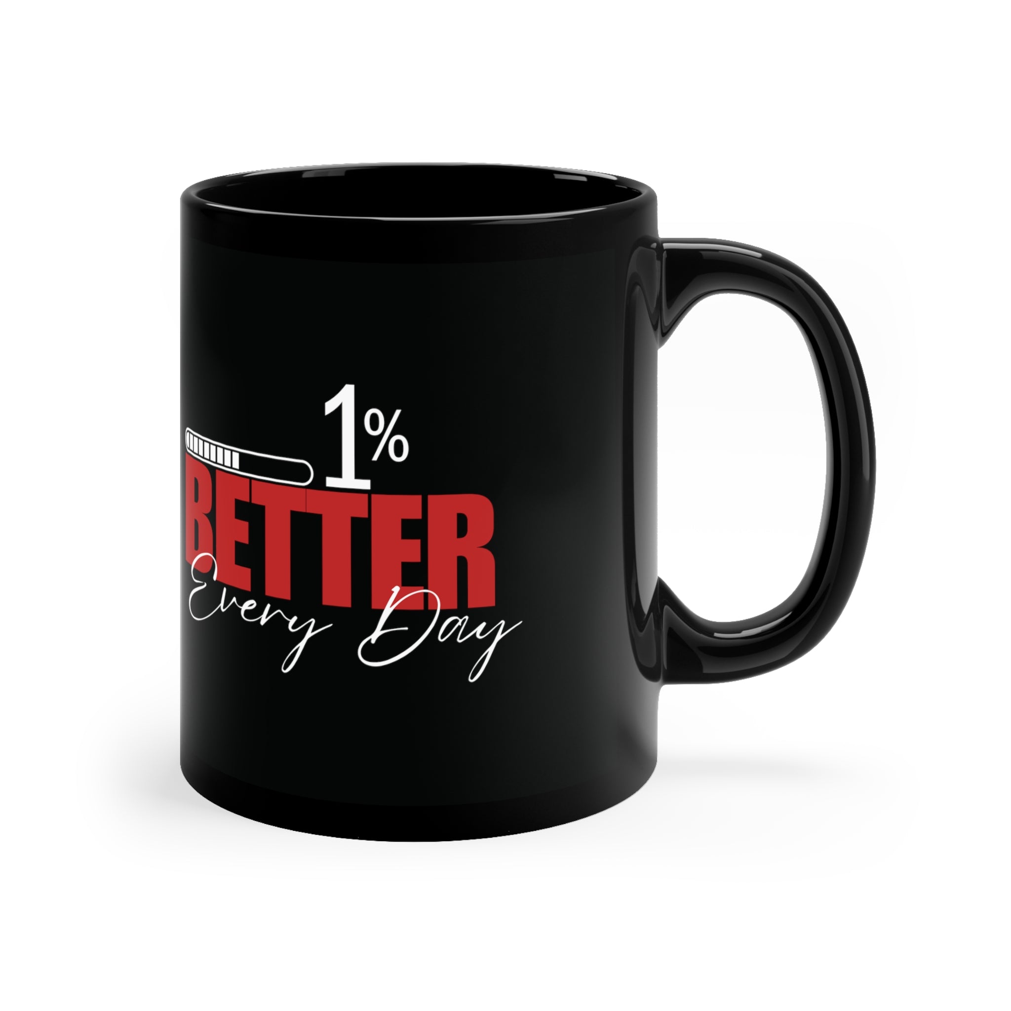 1% Better Every Day Black Mug