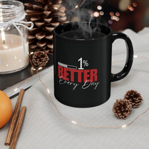 1% Better Every Day Black Mug