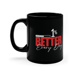 1% Better Every Day Black Mug